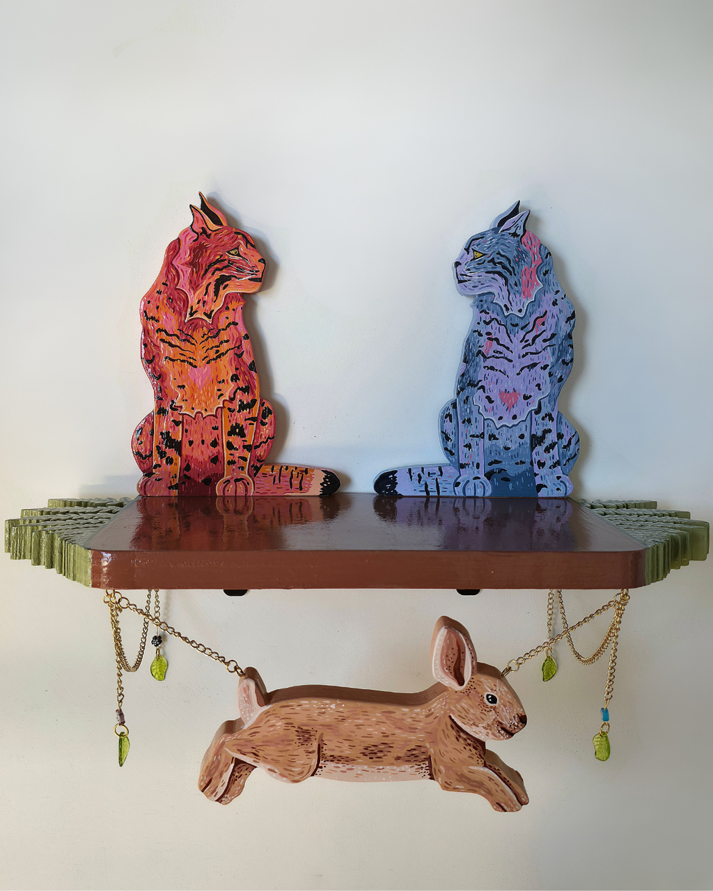 Bobcat and bunny shelf